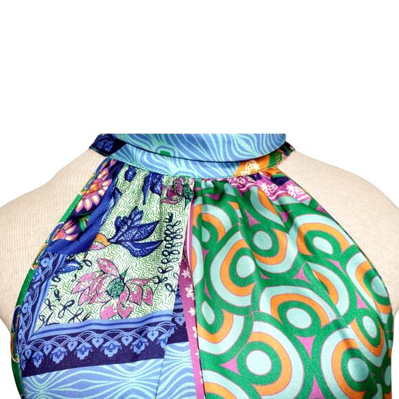 Rachel Zoe Multicolor Patchwork Print Halter Top – Size L - Picture 5 of 7